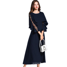 Latest the spring and autumn period, long slim and elegant dress long sleeve skirt with lace stitching